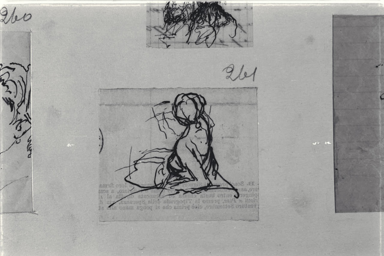 Nudo di spalle, Nudo di spalle (disegno) di Durini, Alessandro (sec. XIX)