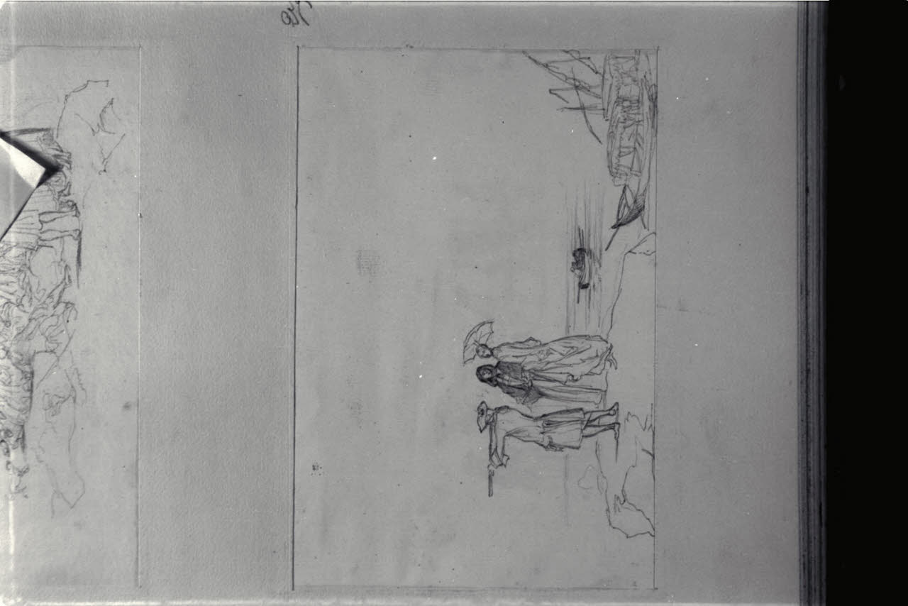 Marina con donne e uomo con canocchiale, Marina con donne e uomo con canocchiale (disegno) di Durini, Alessandro (sec. XIX)