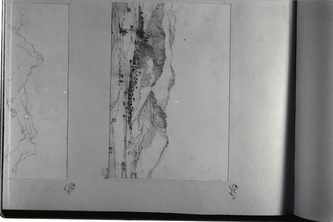 Paesaggio collinare, Paesaggio collinare (disegno) di Durini, Alessandro (sec. XIX)