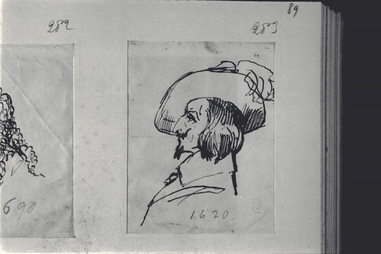 Profilo maschile alla moda seicentesca, Profilo maschile alla moda seicentesca (disegno) di Durini, Alessandro (sec. XIX)