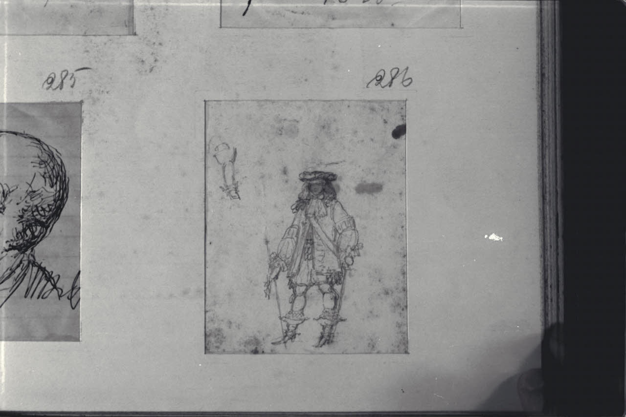 Nobiluomo in abiti settecenteschi, Nobiluomo in abiti settecenteschi (disegno) di Durini, Alessandro (sec. XIX)