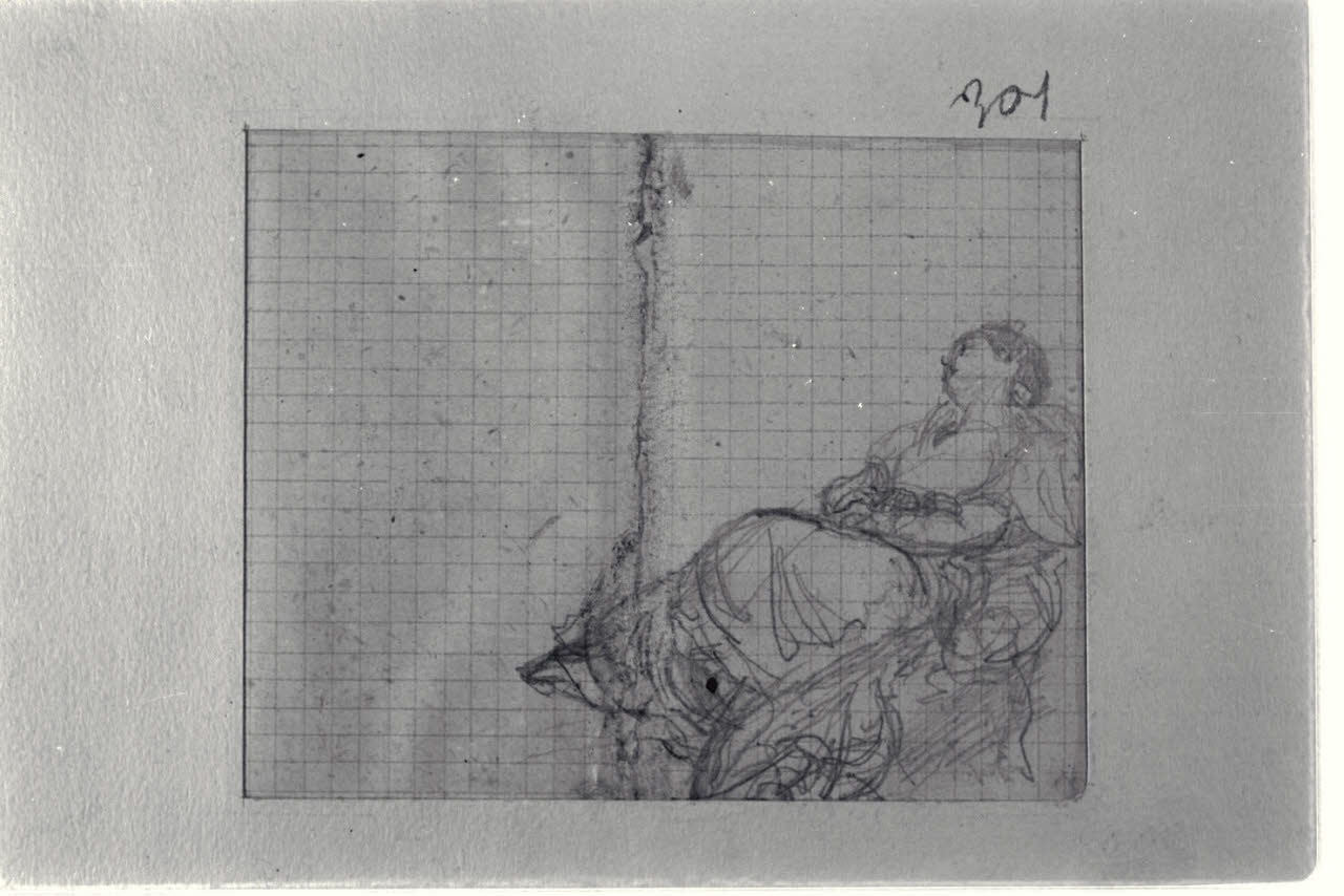 Figura femminile seduta, Figura femminile seduta (disegno) di Durini, Alessandro (sec. XIX)