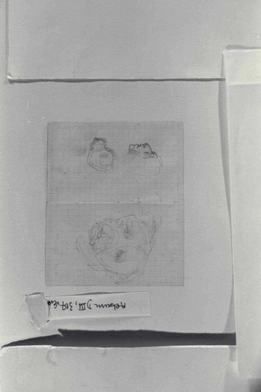 Studio di cane e profilo maschile, Studio di cane e profilo maschile (disegno) di Durini, Alessandro (sec. XIX)