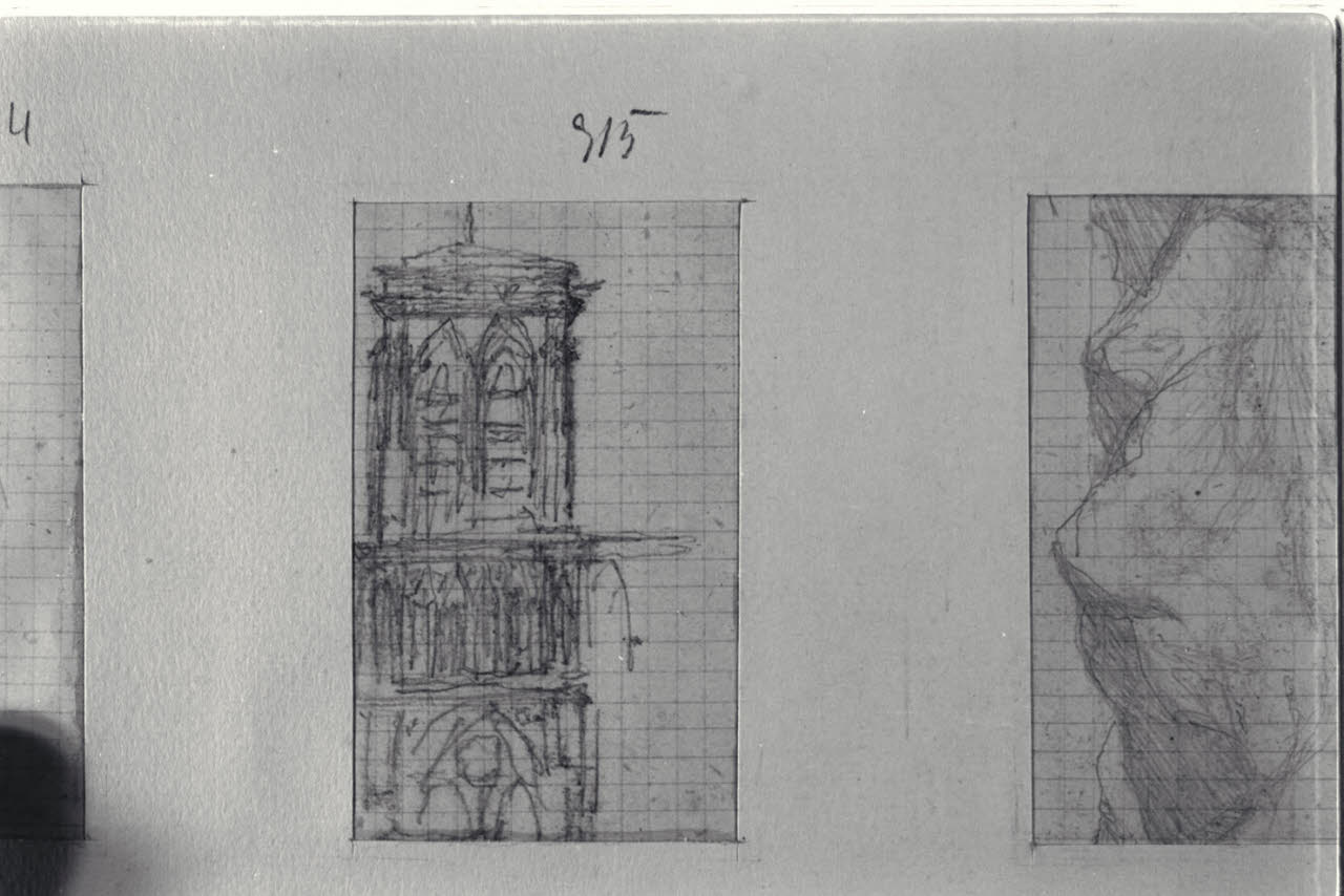 Particolare di campanile, Particolare di campanile (disegno) di Durini, Alessandro (sec. XIX)