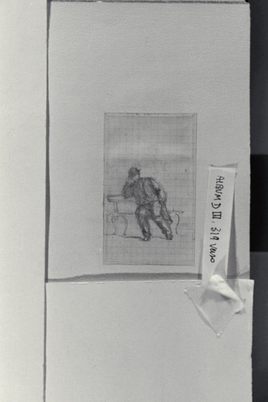Uomo seduto su una panca, Uomo seduto su una panca (disegno) di Durini, Alessandro (sec. XIX)