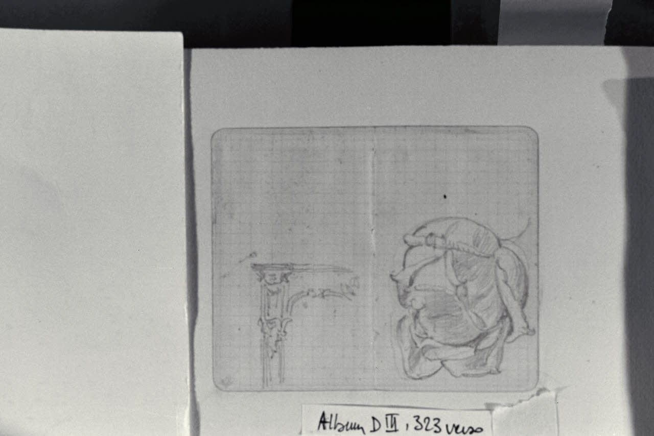 Studio di rosa e motivo decorativo, Studio di rosa e motivo decorativo (disegno) di Durini, Alessandro (sec. XIX)