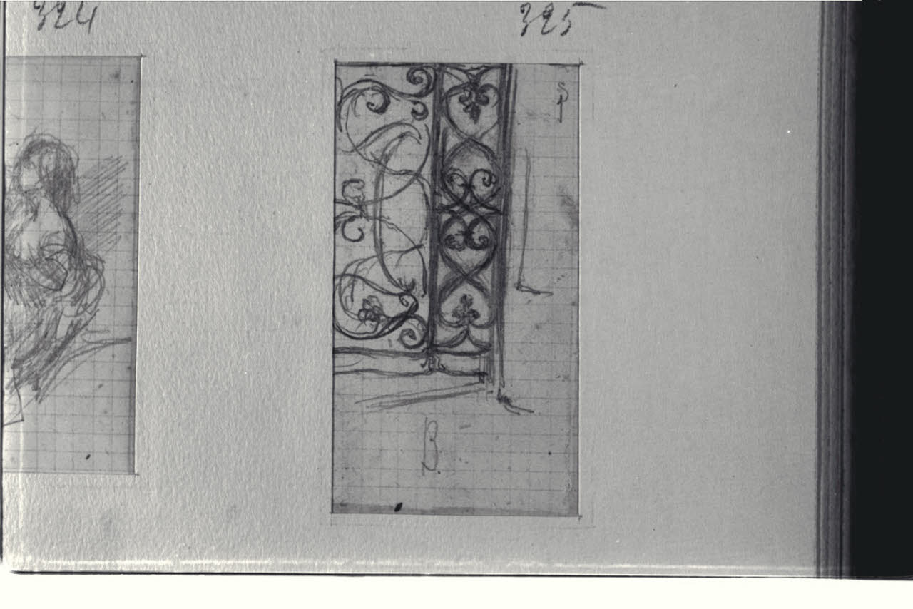 Particolare di inferriata, Particolare di inferriata (disegno) di Durini, Alessandro (sec. XIX)