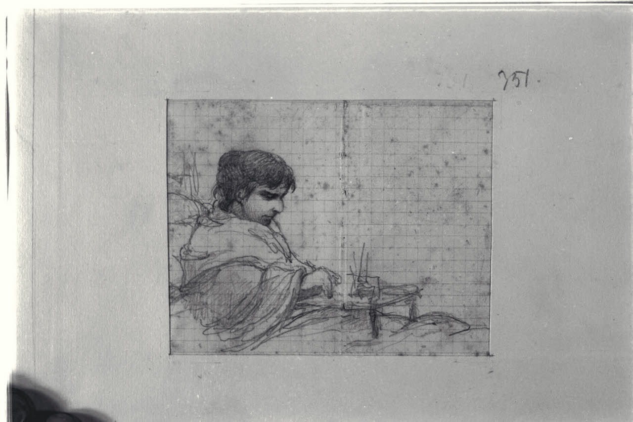 Figura giacente a letto, Figura giacente a letto (disegno) di Durini, Alessandro (sec. XIX)