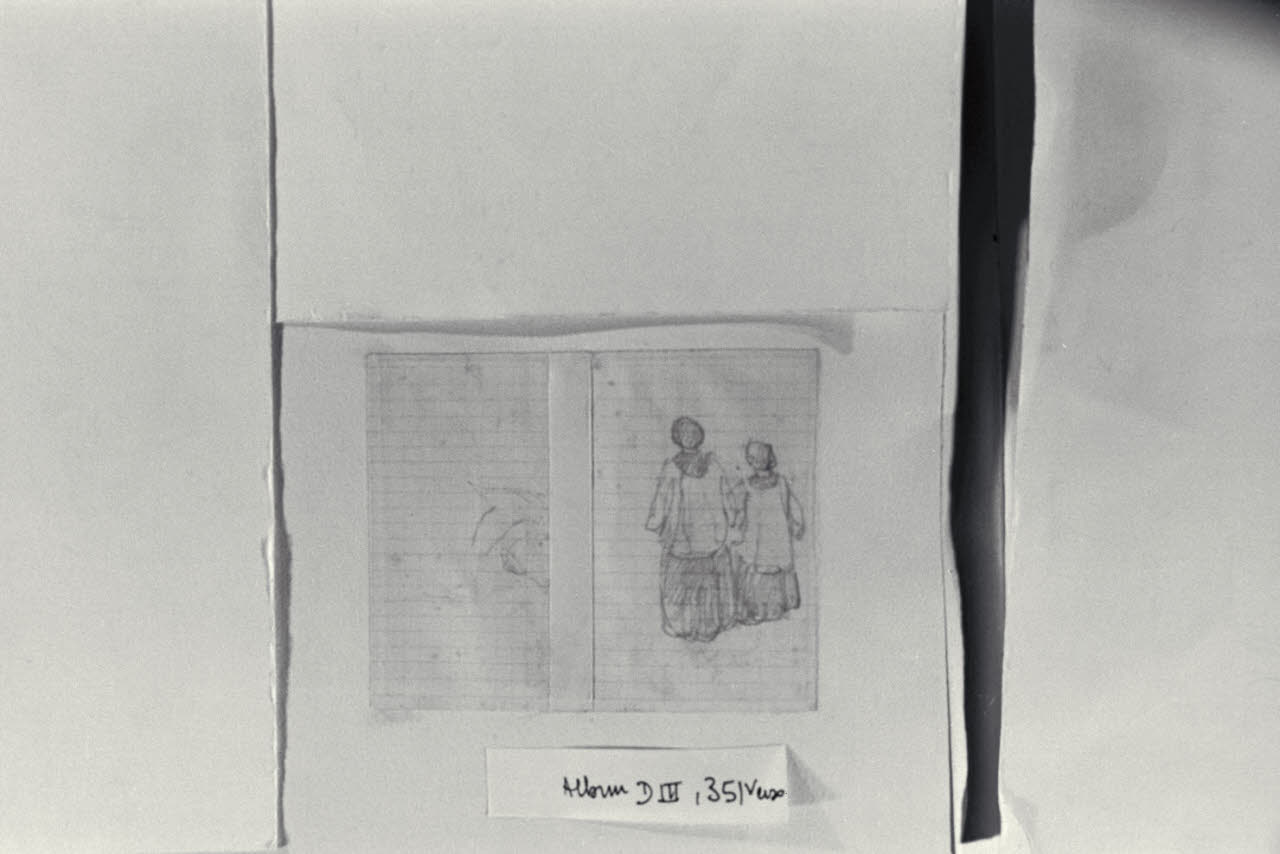 Due chierichetti di spalle, Due chierichetti di spalle (disegno) di Durini, Alessandro (sec. XIX)