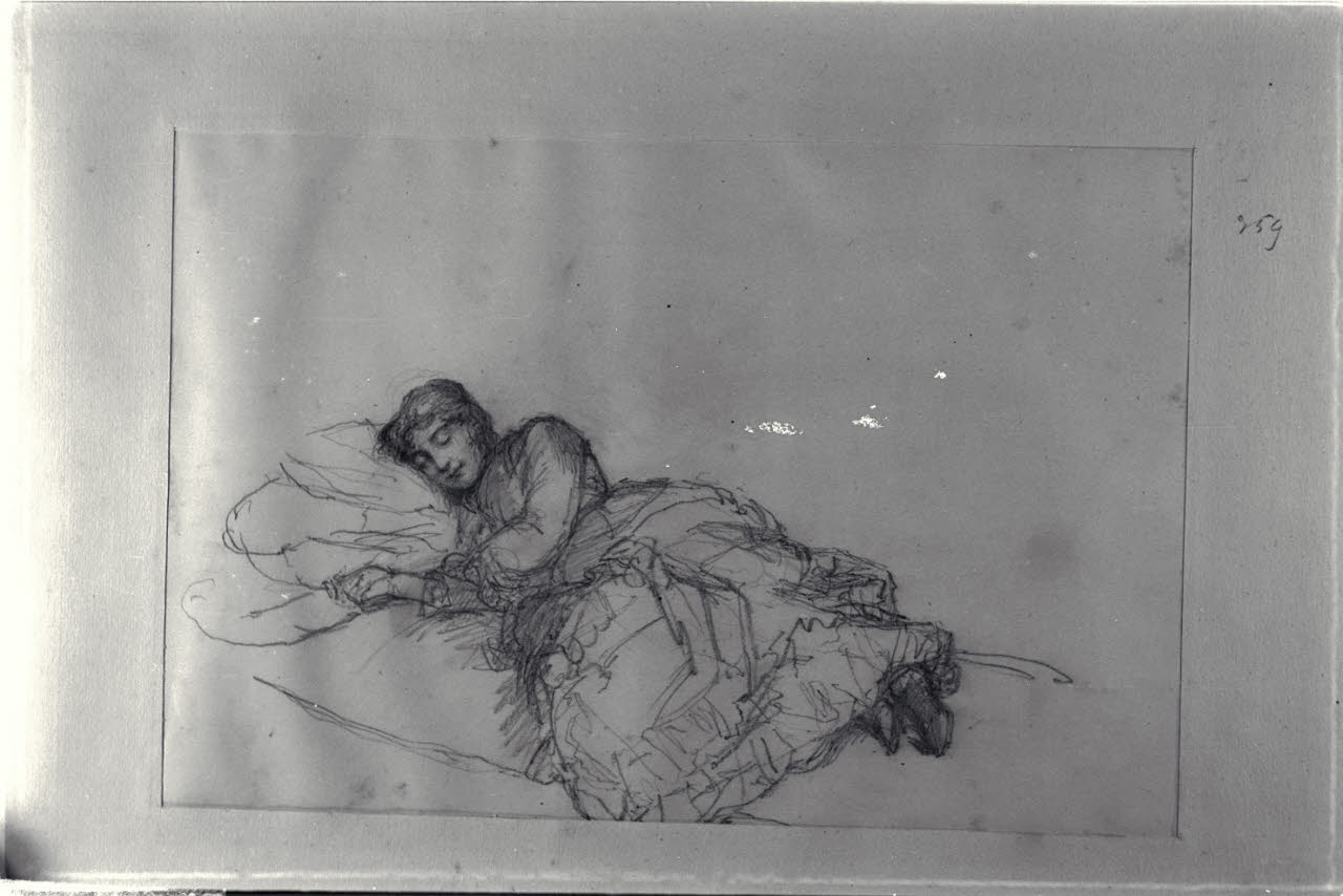 Donna dormiente, Donna dormiente (disegno) di Durini, Alessandro (sec. XIX)