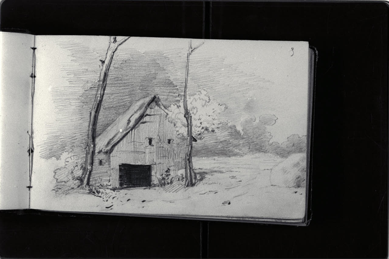 Casolare tra alberi (disegno) di Durini, Antonio (ultimo quarto sec. XIX)