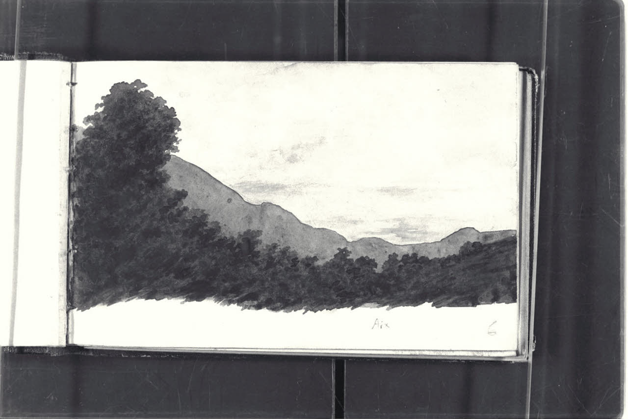 Paesaggio montano ad Aix-les-Bains (disegno) di Durini, Antonio (ultimo quarto sec. XIX)
