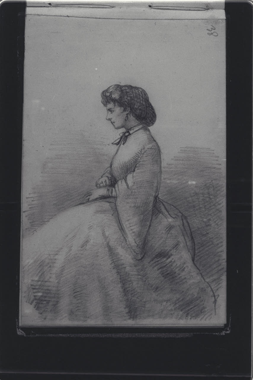 Figura femminile di profilo (disegno) di Durini, Antonio (ultimo quarto sec. XIX)