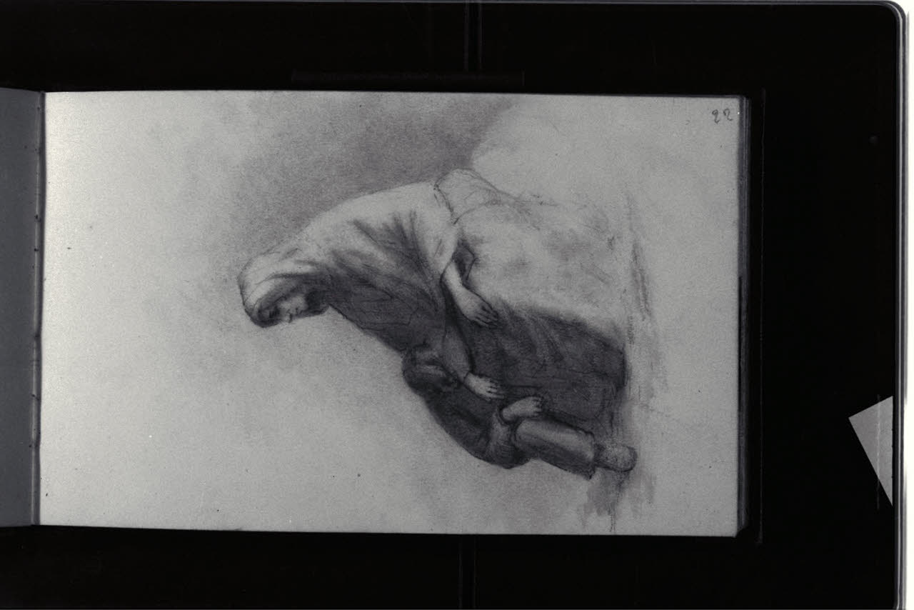 Bambino che si riposa sulle ginocchia di una donna seduta (disegno) di Durini, Antonio (sec. XIX)