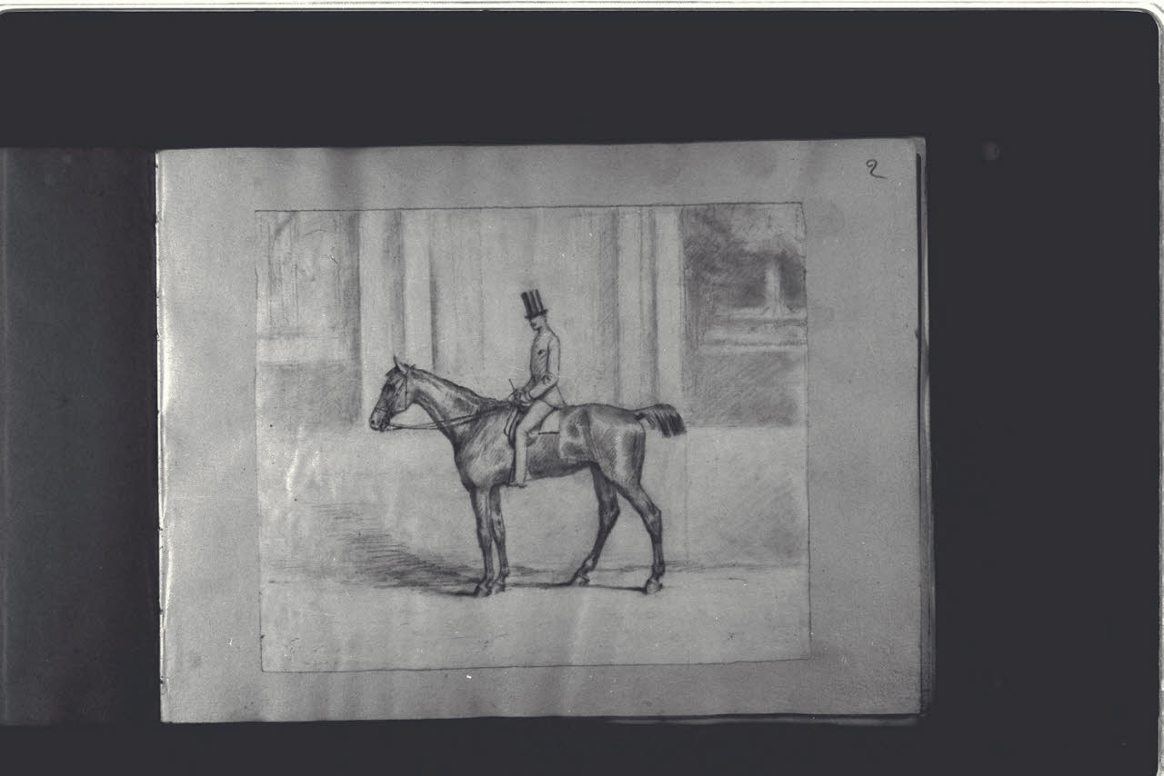 Uomo a cavallo (disegno) di Durini, Antonio (ultimo quarto sec. XIX)