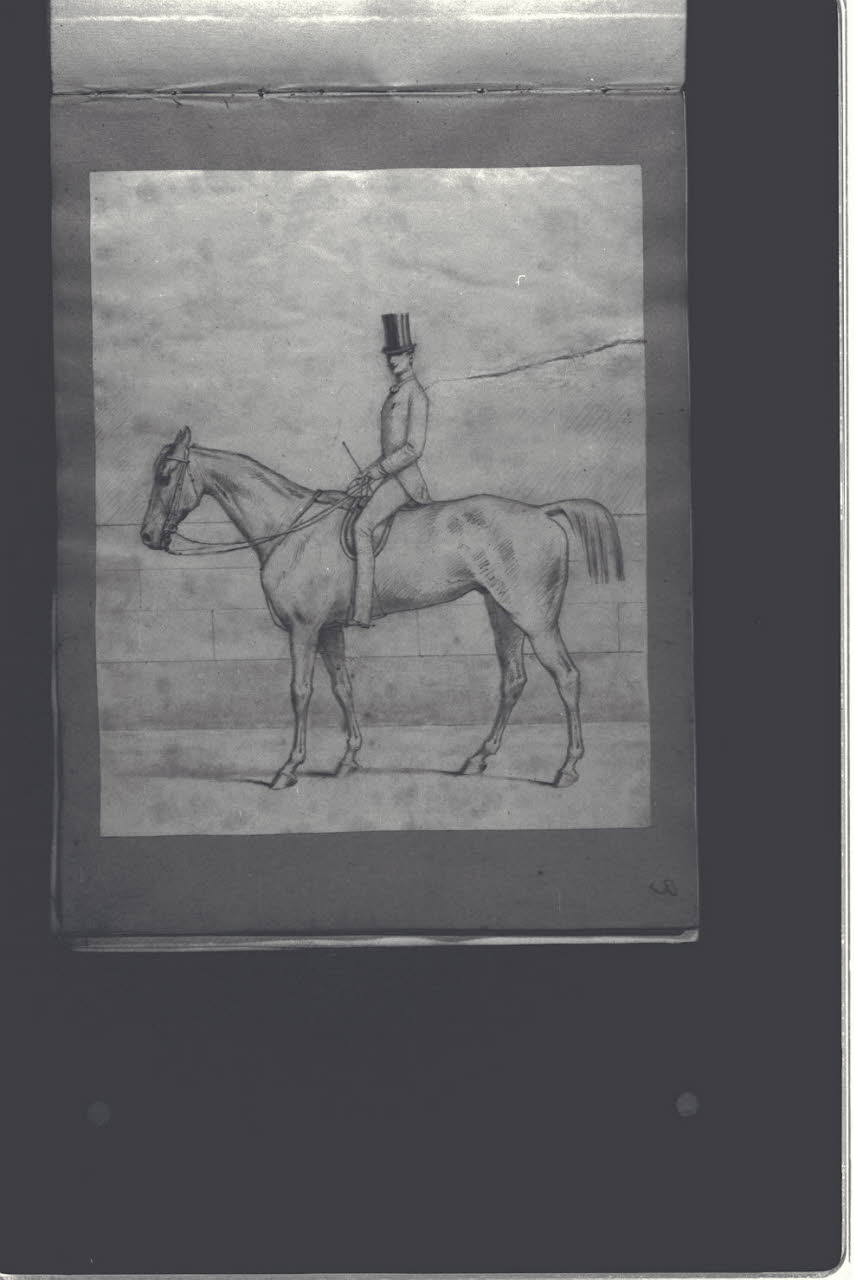 Uomo a cavallo (disegno) di Durini, Antonio (ultimo quarto sec. XIX)