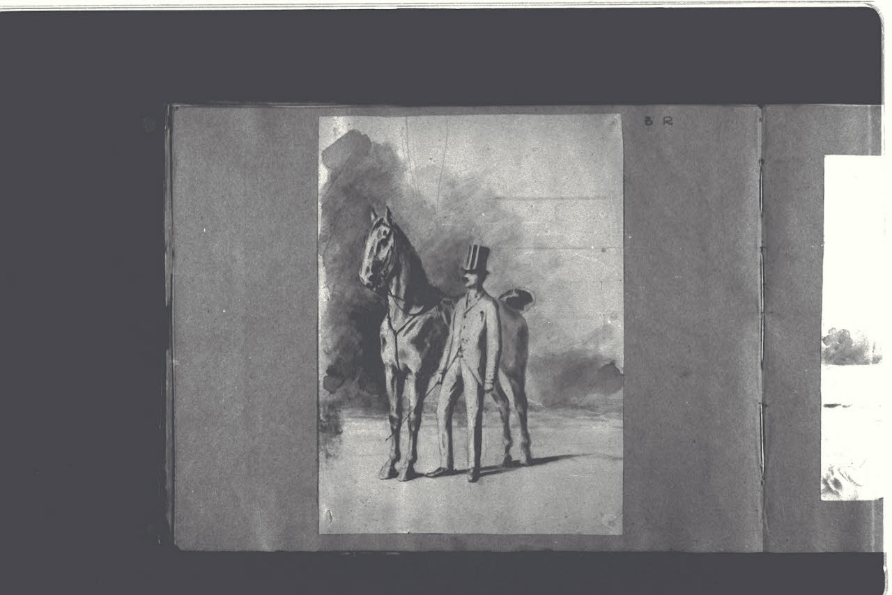 Uomo accanto a un cavallo (disegno) di Durini, Antonio (ultimo quarto sec. XIX)