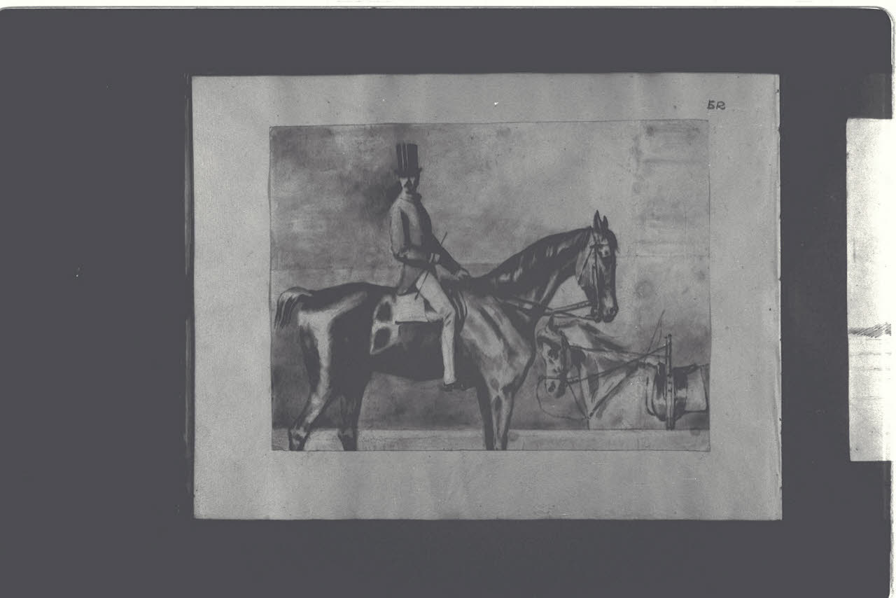 Uomo a cavallo e altro cavallo (disegno) di Durini, Antonio (ultimo quarto sec. XIX)