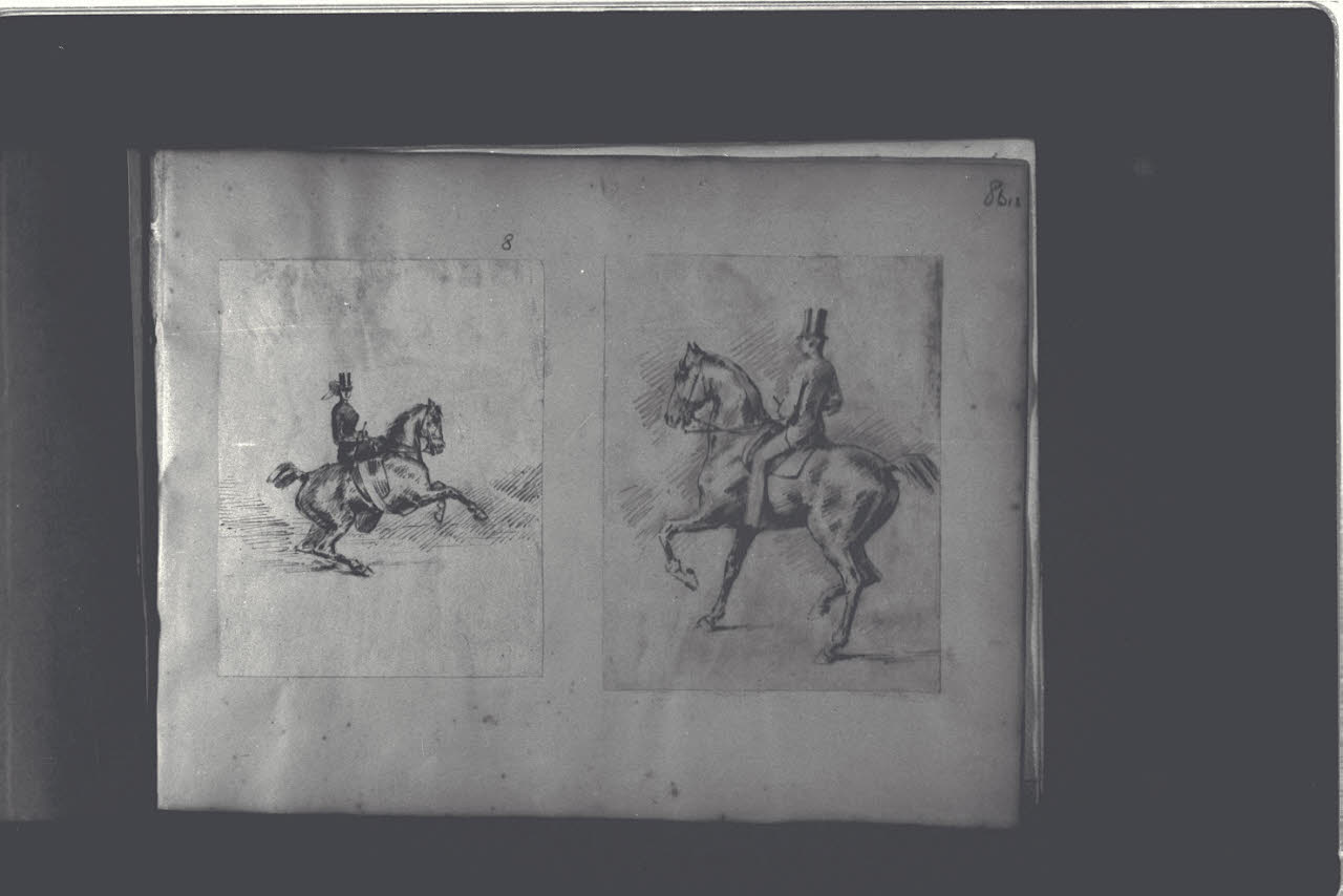 Donna a cavallo (disegno) di Durini, Antonio (ultimo quarto sec. XIX)