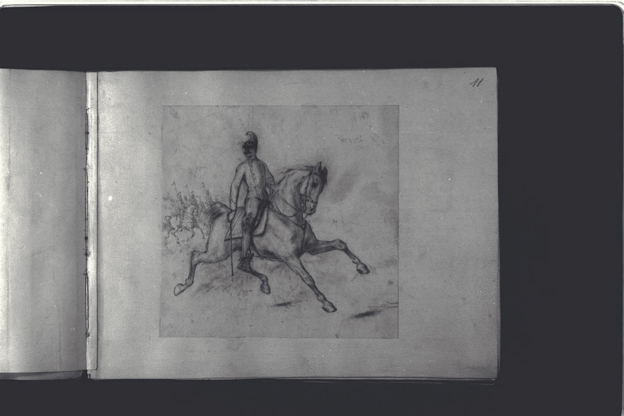 Soldato a cavallo (disegno) di Durini, Antonio (ultimo quarto sec. XIX)