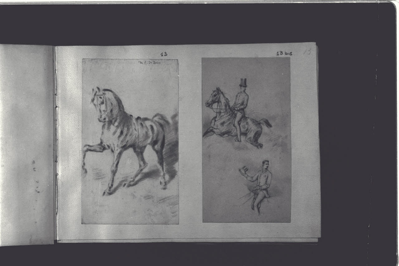 Cavallo copia da Alfred de Dreux (disegno) di Durini, Antonio (ultimo quarto sec. XIX)