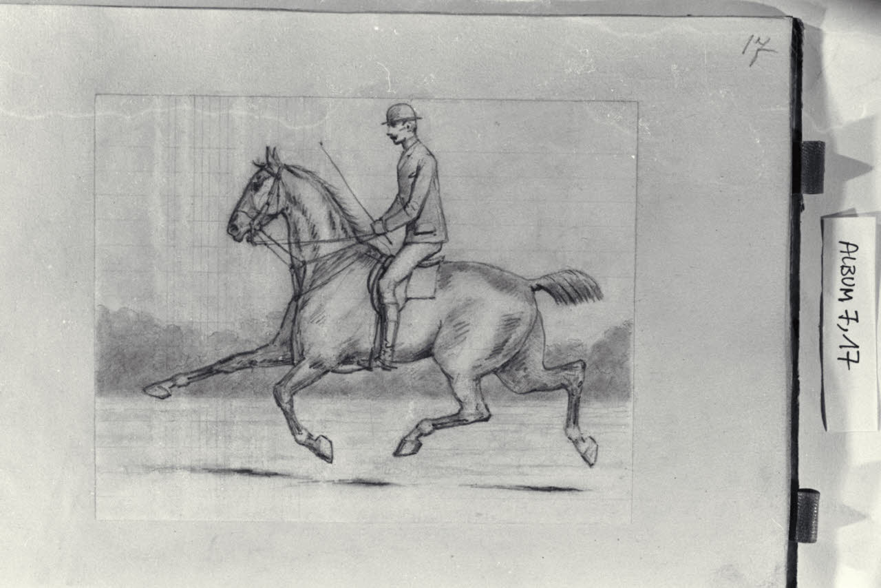 Uomo a cavallo (disegno) di Durini, Antonio (ultimo quarto sec. XIX)