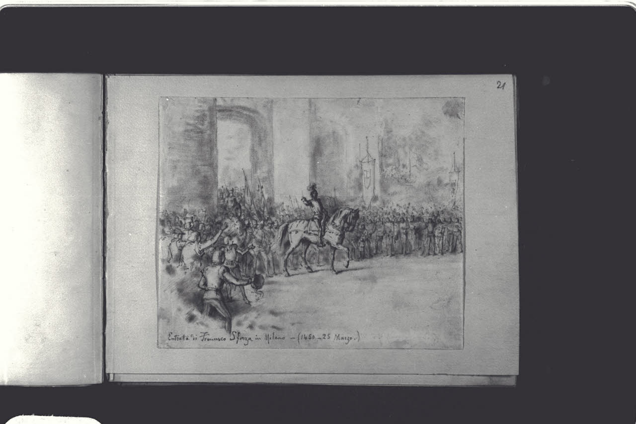 Entrata di Francesco Sforza a Milano il 25 Marzo 1450 (disegno) di Durini, Antonio (ultimo quarto sec. XIX)