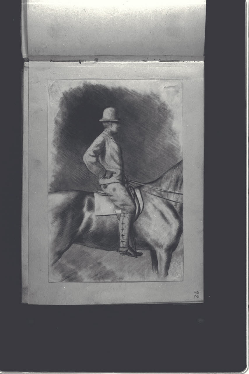 Uomo a cavallo (disegno) di Durini, Antonio (ultimo quarto sec. XIX)