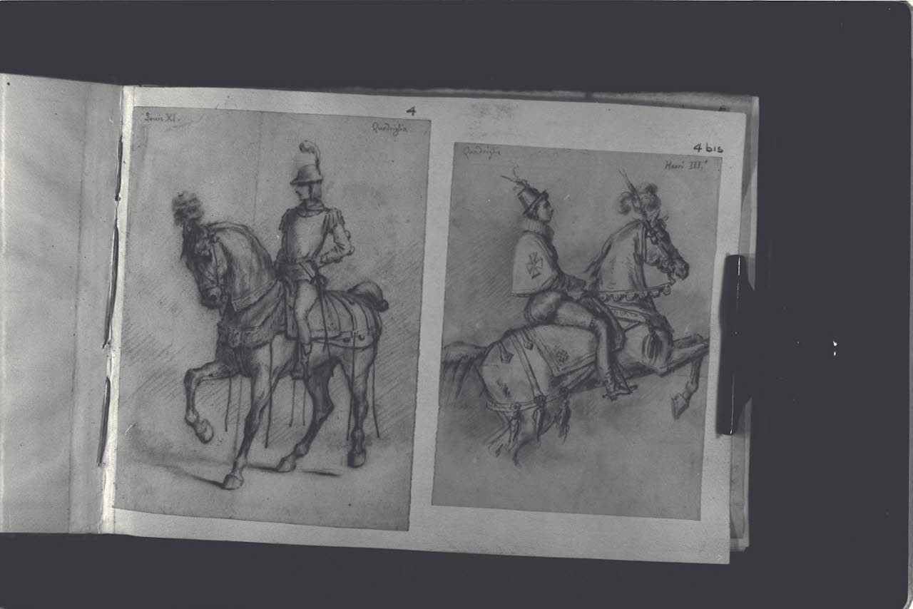 Studio per Luigi XI a cavallo (disegno) di Durini, Antonio (ultimo quarto sec. XIX)