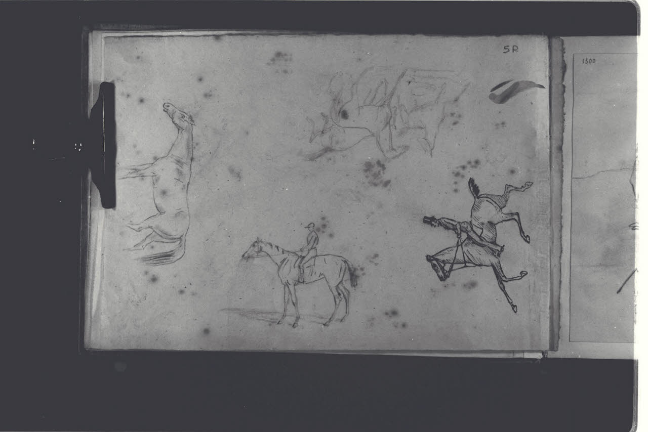 Studi per cavalli e cavalieri (disegno) di Durini, Antonio (ultimo quarto sec. XIX)