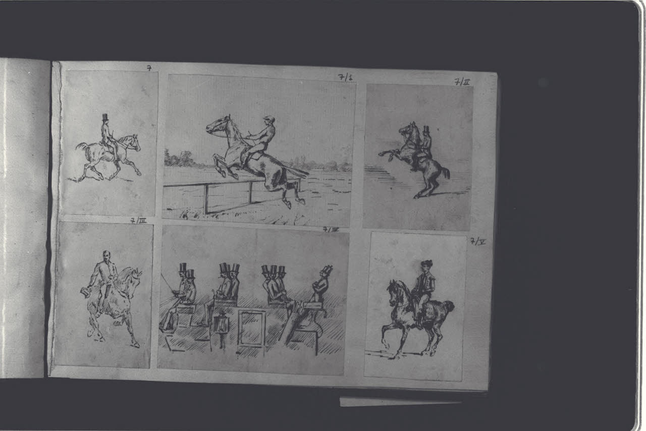 Gentiluomini seduti su una carrozza (disegno) di Durini, Antonio (ultimo quarto sec. XIX)