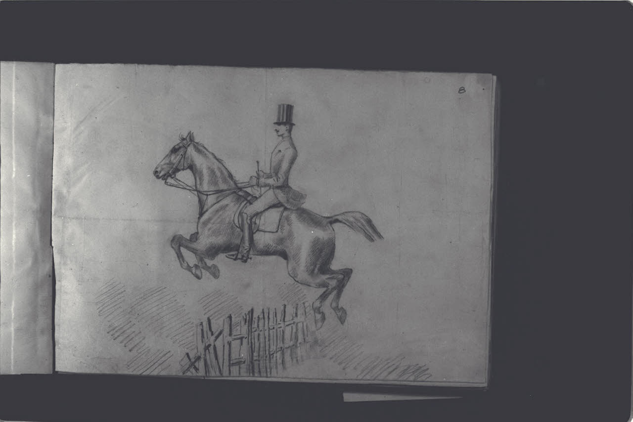 Gentiluomo a cavallo (disegno) di Durini, Antonio (ultimo quarto sec. XIX)