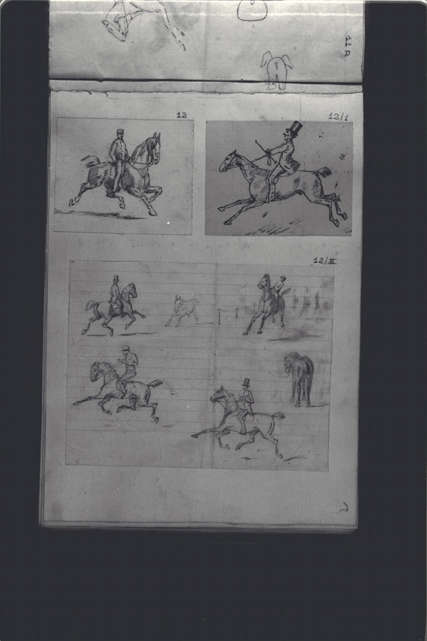 Uomo a cavallo (disegno) di Durini, Antonio (ultimo quarto sec. XIX)