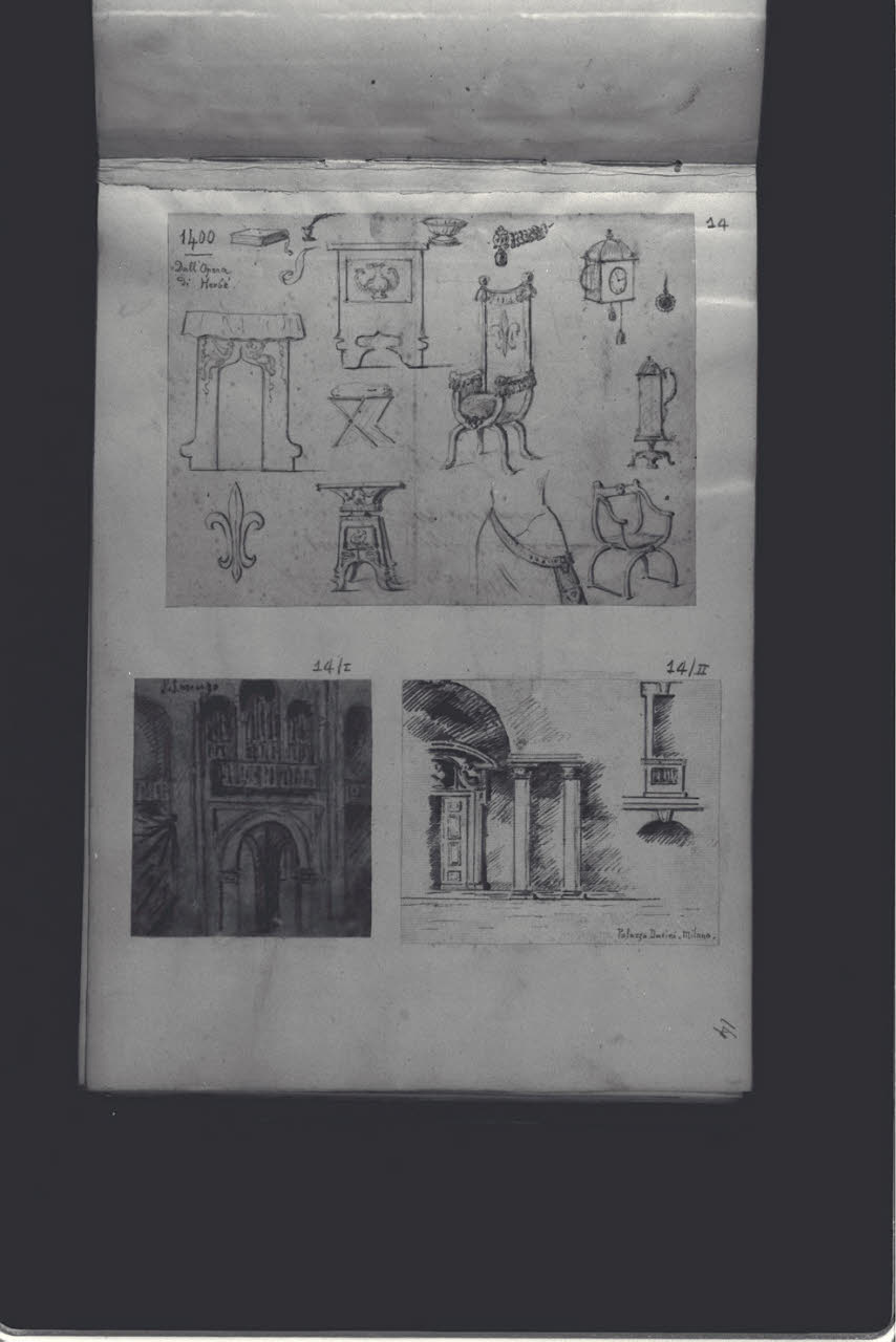 Schizzo di un interno architettonico (disegno) di Durini, Antonio (ultimo quarto sec. XIX)