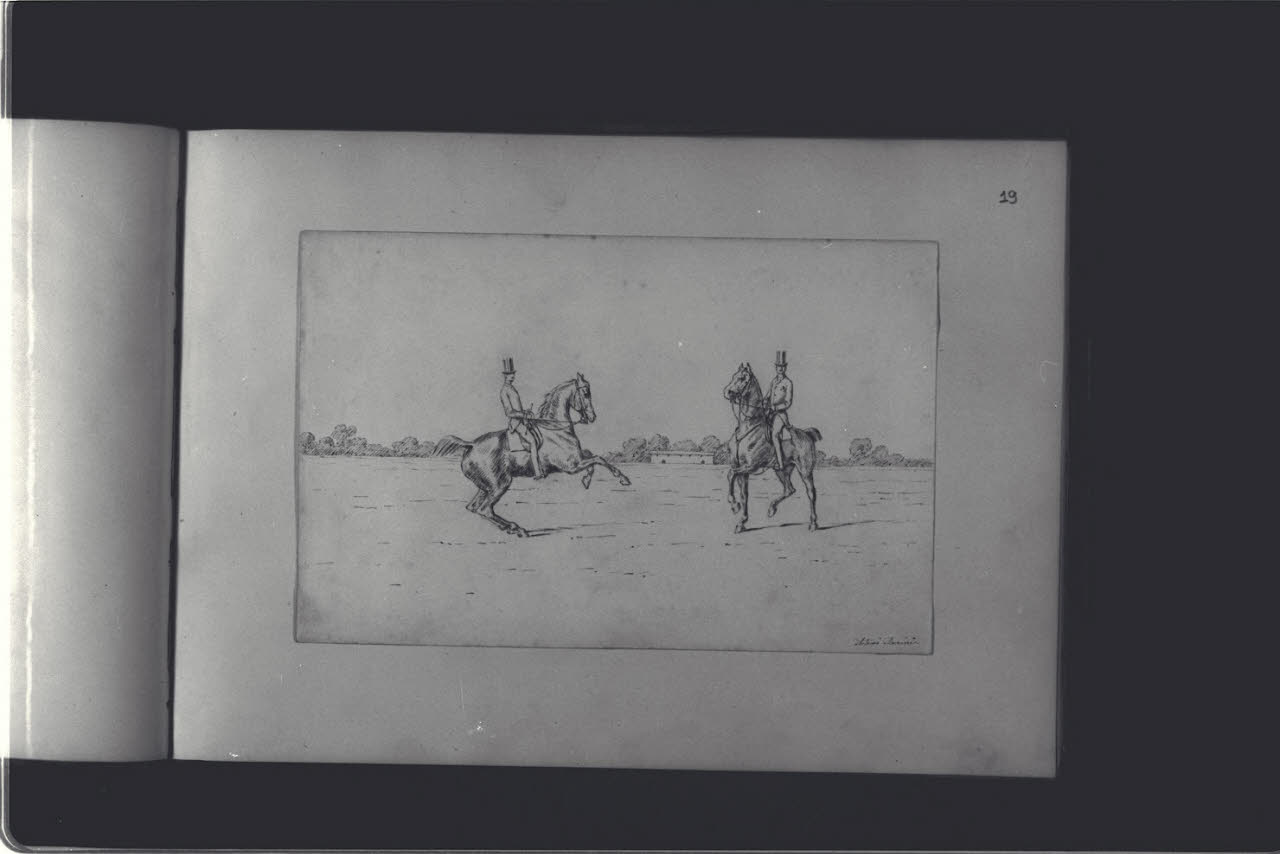 Due gentiluomini a cavallo (disegno) di Durini, Antonio (ultimo quarto sec. XIX)