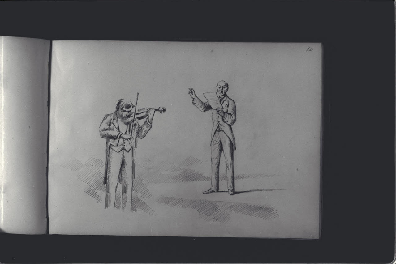 Cantante e suonatore di violino (disegno) di Durini, Antonio (ultimo quarto sec. XIX)