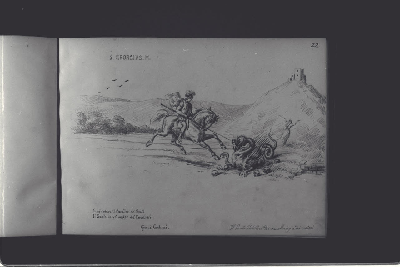 San Giorgio e il drago (disegno) di Durini, Antonio (ultimo quarto sec. XIX)