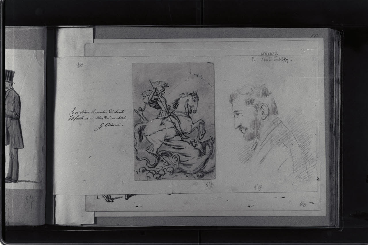 San Giorgio e il drago (disegno) di Durini, Antonio (secc. XIX/ XX)