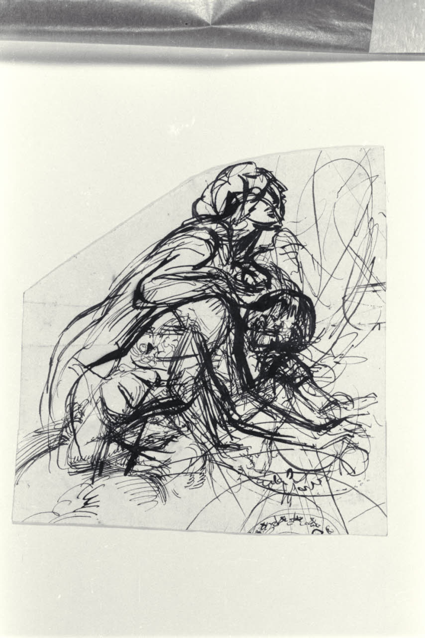 Figura maschile in atto di portare sulle spalle una giovane donna (disegno) di Sabatelli, Luigi (secc. XVIII/ XIX)