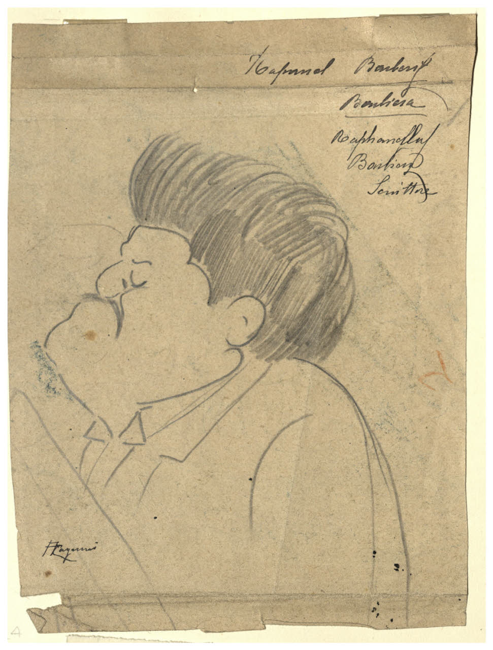 Caricatura dello scrittore Raffaello Barbiera, Caricatura dello scrittore Raffaello Barbiera (disegno) di Cagnoni, Amero (secc. XIX/ XX)