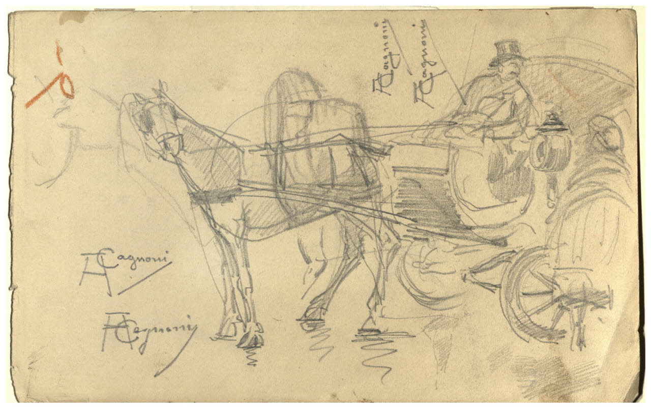 Carrozza, Carrozza (disegno) di Cagnoni, Amero (secc. XIX/ XX)
