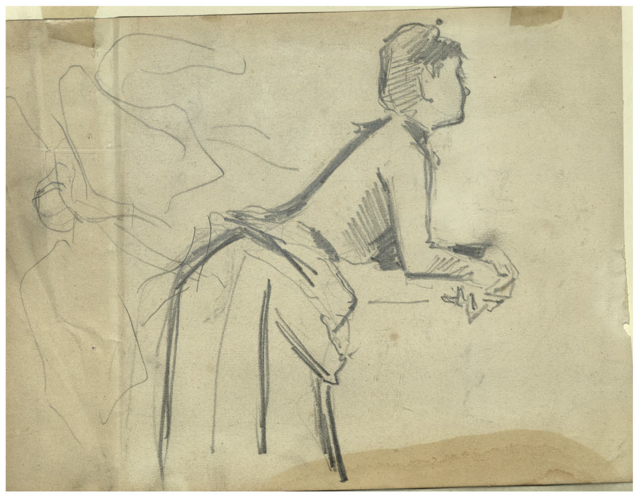 La cognata Carolina al balcone, Figura femminile (disegno) di Cagnoni, Amero (secc. XIX/ XX)
