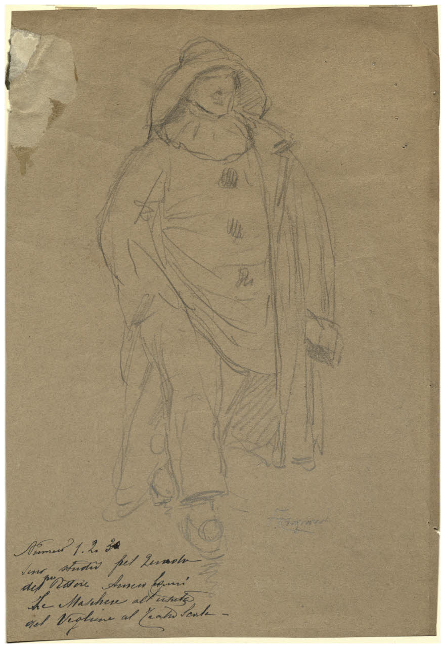 Figura di Pierrot, Figura di Pierrot (disegno) di Cagnoni, Amero (secc. XIX/ XX)