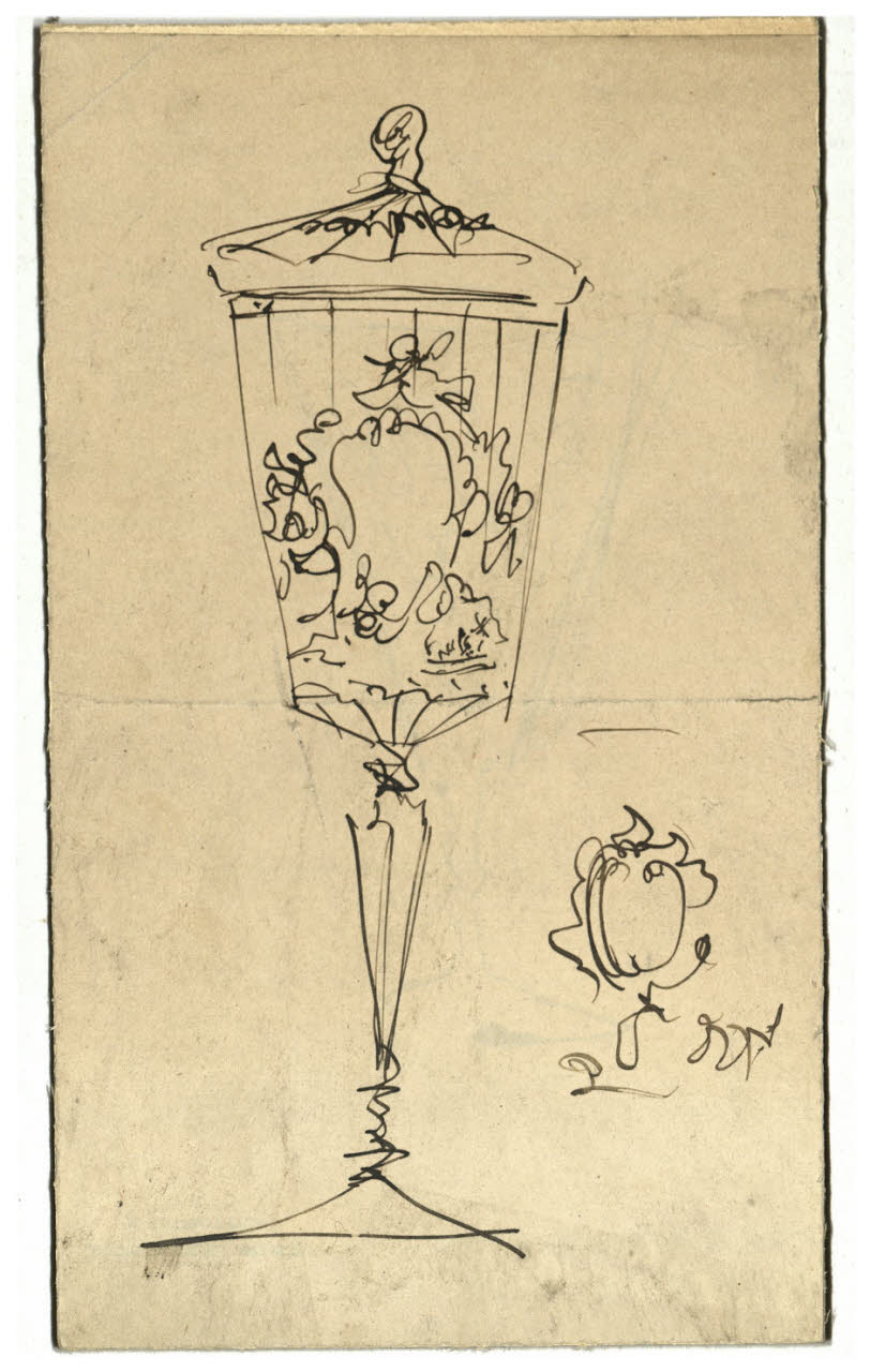 Schizzo di calice (vaso), Schizzo di calice (vaso) (disegno) di Cagnoni, Amero (secc. XIX/ XX)
