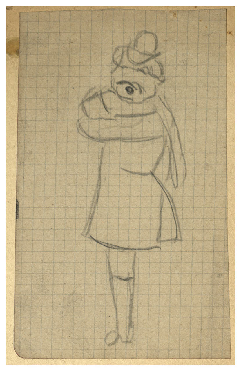 Caricatura di figuretta in costume, Caricatura di figuretta in costume (disegno) di Cagnoni, Amero (secc. XIX/ XX)