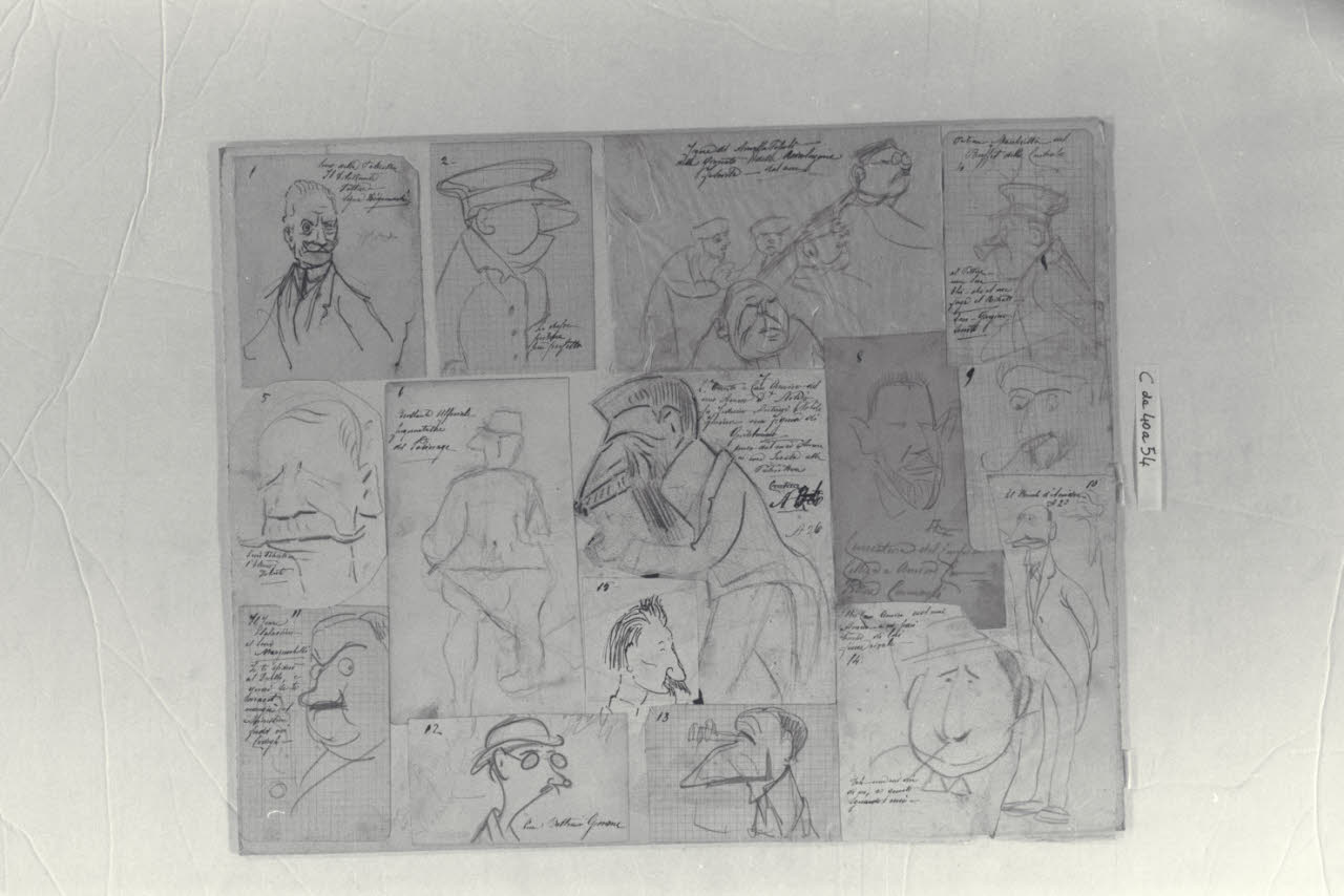 Caricatura maschile, Caricatura maschile (disegno) di Cagnoni, Amero (secc. XIX/ XX)