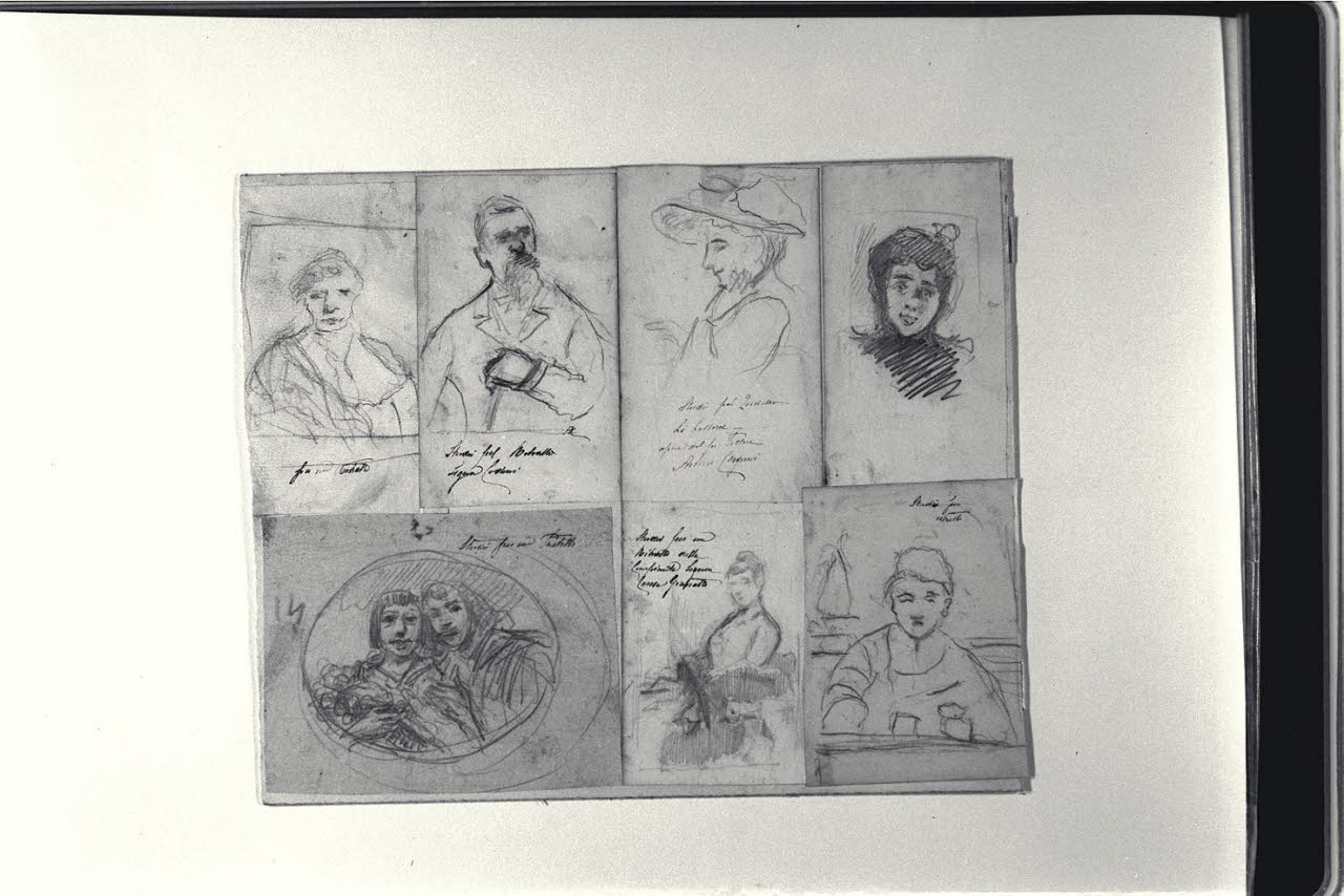 Figura femminile di profilo che legge, Figura femminile di profilo che legge (disegno) di Cagnoni, Amero (secc. XIX/ XX)