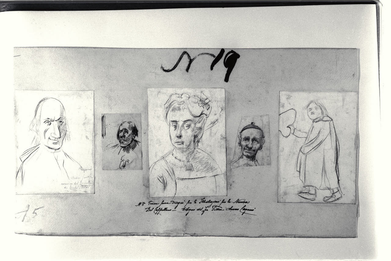 Testa di un prete, Testa di un prete (disegno) di Cagnoni, Amero (secc. XIX/ XX)