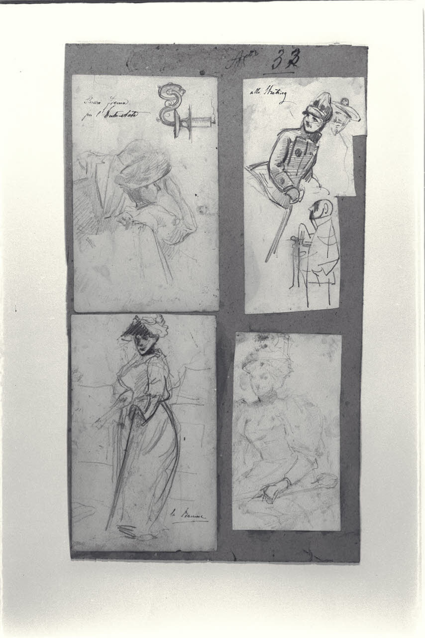 Ritratto di figura femminile seduta, Ritratto di figura femminile seduta (disegno) di Cagnoni, Amero (secc. XIX/ XX)