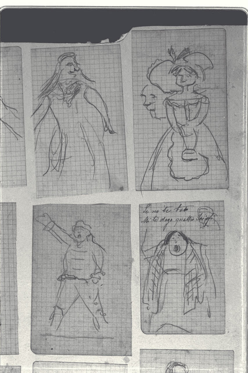 Schizzo di figura in costume, Schizzo di figura in costume (disegno) di Cagnoni, Amero (secc. XIX/ XX)